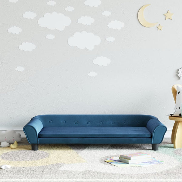 Kindersofa Blau 100x50x26 cm Samt