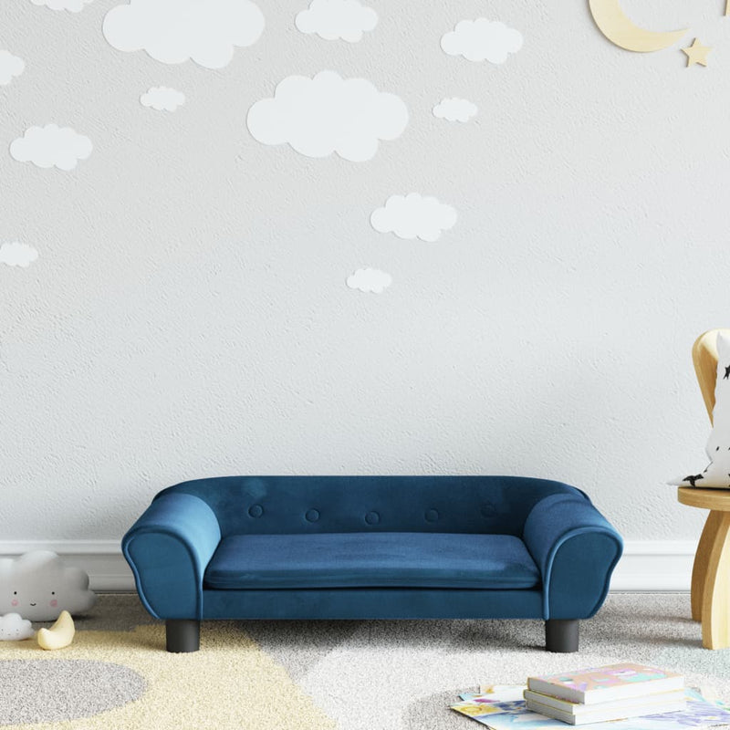 Kindersofa Blau 70x45x26 cm Samt