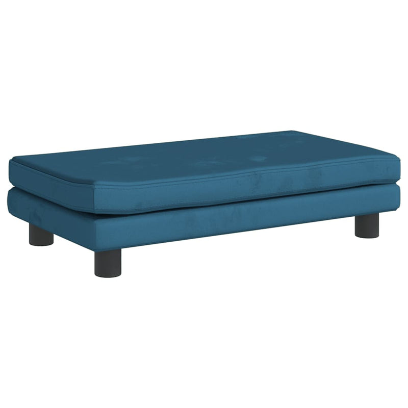 Kindersofa mit Hocker Blau 100x50x30 cm Samt