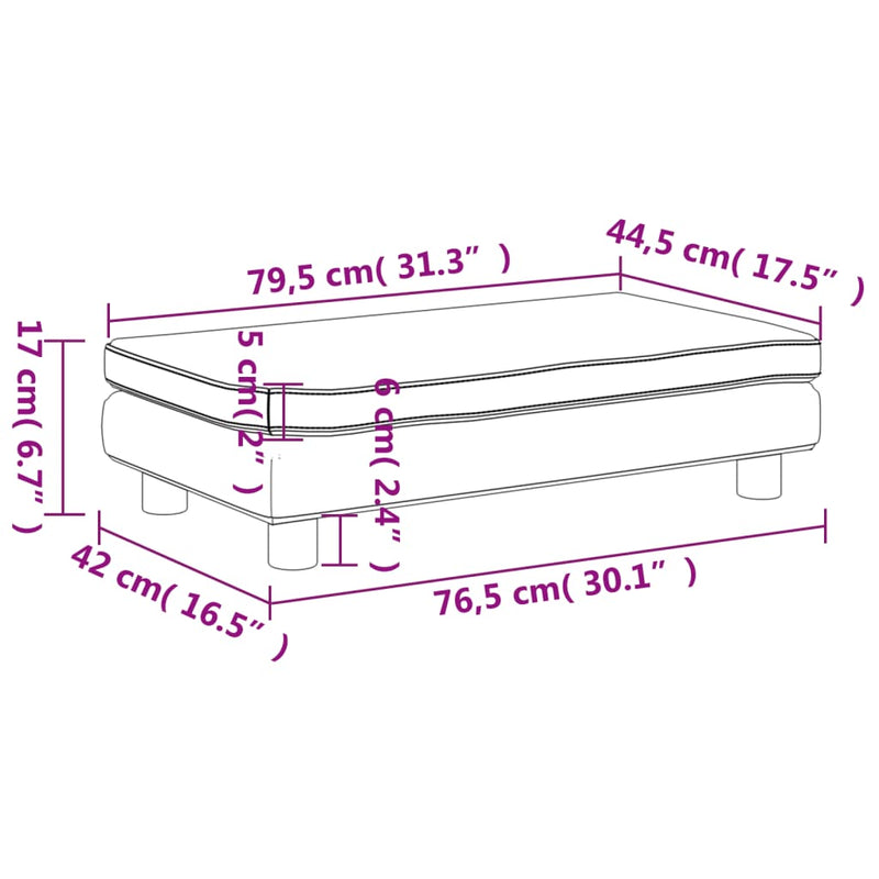 Kindersofa mit Hocker Hellgrau 100x50x30 cm Samt