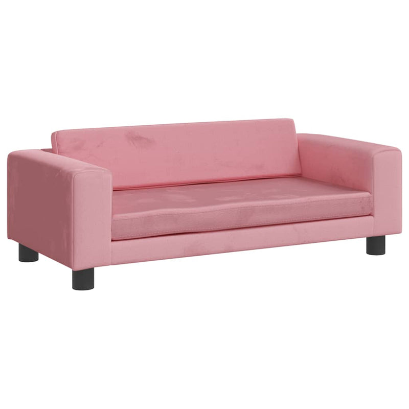 Kindersofa mit Hocker Rosa 100x50x30 cm Samt