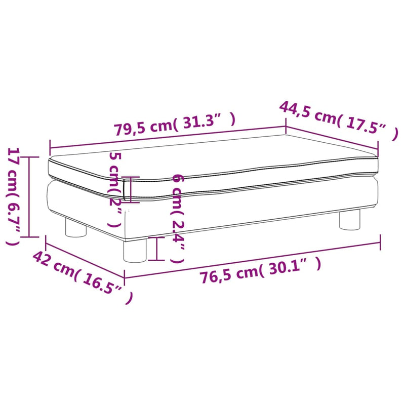 Kindersofa mit Hocker Rosa 100x50x30 cm Samt