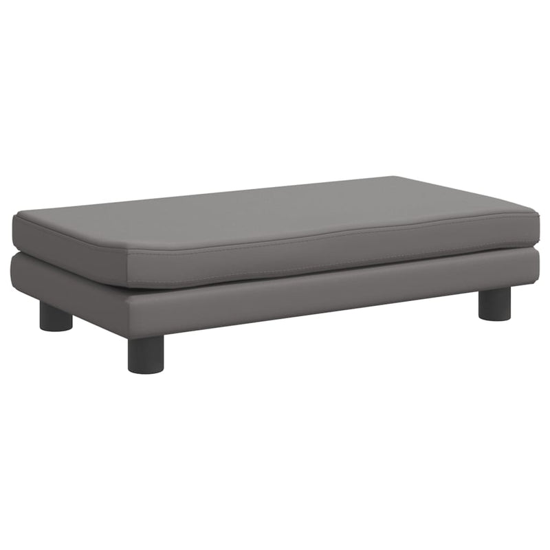 Kindersofa mit Hocker Grau 100x50x30 cm Kunstleder