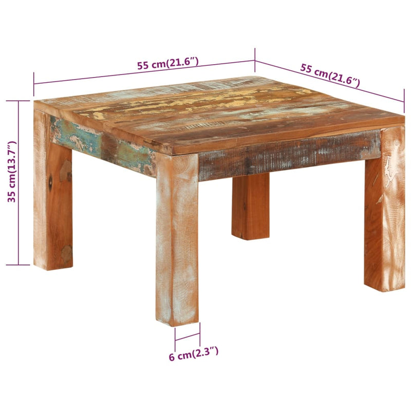 Couchtisch 55x55x35 cm Altholz Massiv