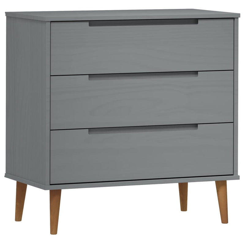 Schubladenschrank MOLDE Grau 80x40x80 cm Massivholz Kiefer