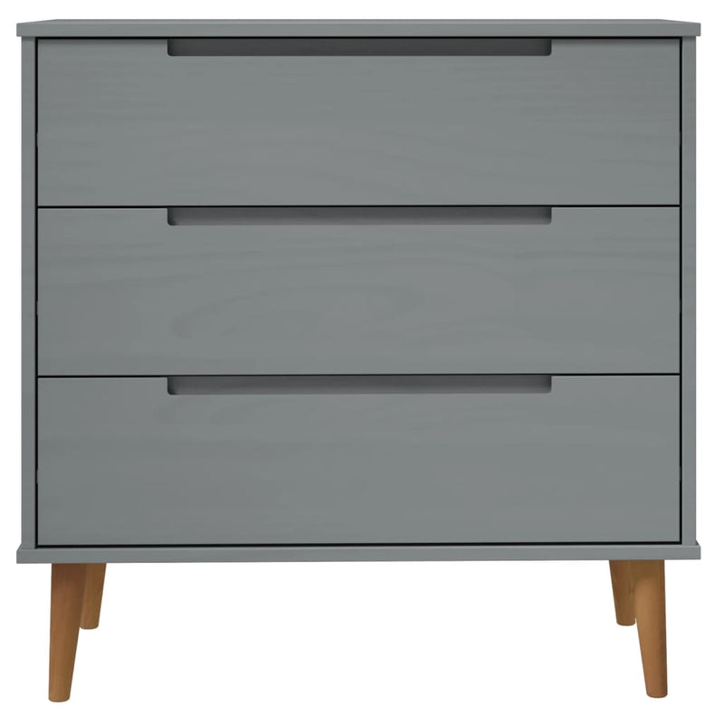 Schubladenschrank MOLDE Grau 80x40x80 cm Massivholz Kiefer