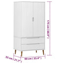Kleiderschrank Molde 90X55X175 Cm Massivholz Kiefer