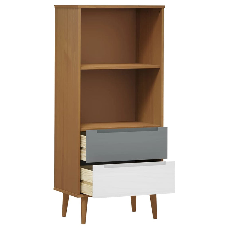 Bücherregal MOLDE Braun 60x35x133,5 cm Massivholz Kiefer