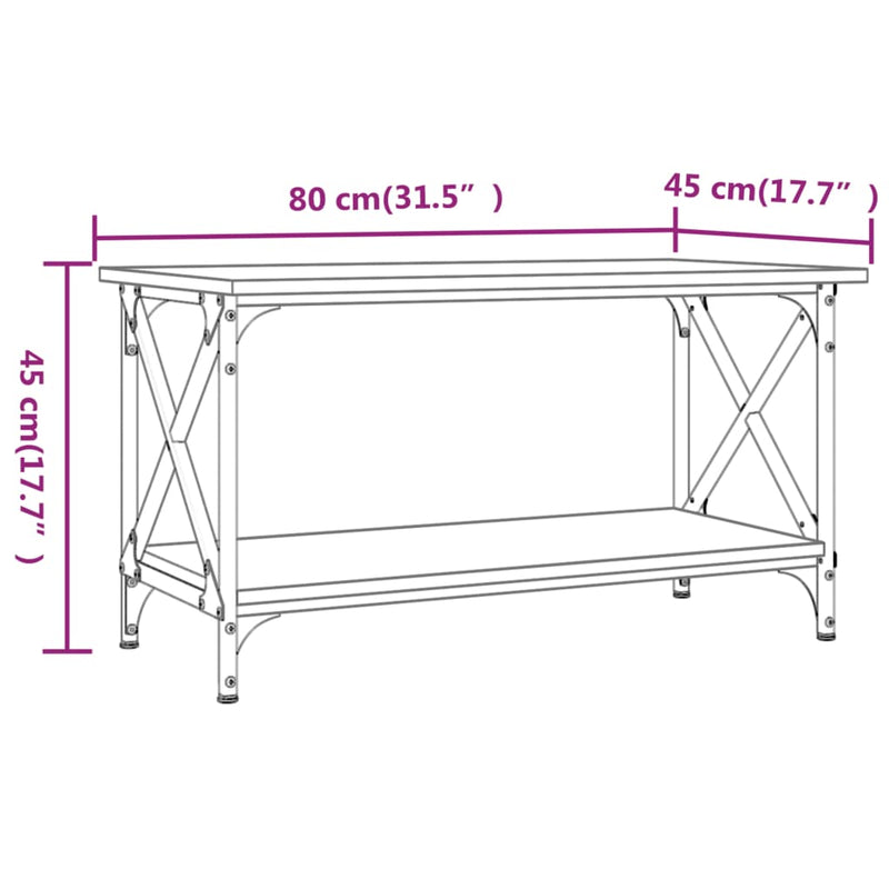 Couchtisch Schwarz 80x45x45 cm Holzwerkstoff und Eisen