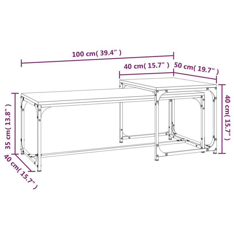 Couchtische 2 Stk. Braun Eichen-Optik Holzwerkstoff