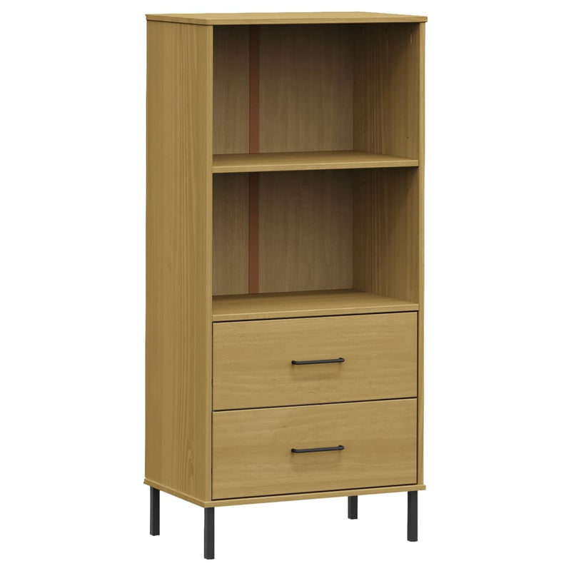 Bücherregal OSLO 2 Schubladen Braun 60x35x128,5 cm Massivholz