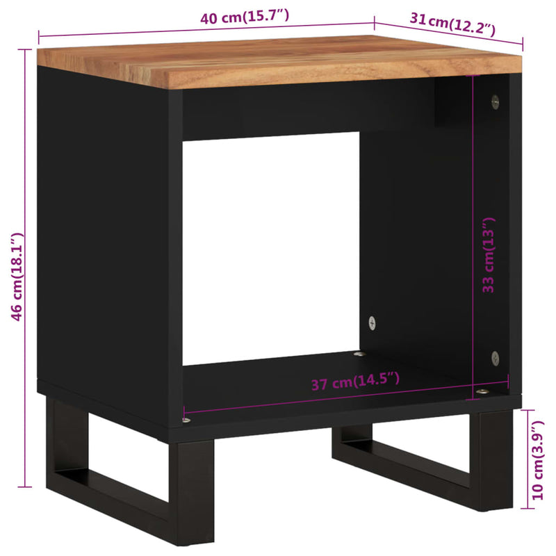 Couchtisch 40x31x46 cm Massivholz Akazie & Holzwerkstoff