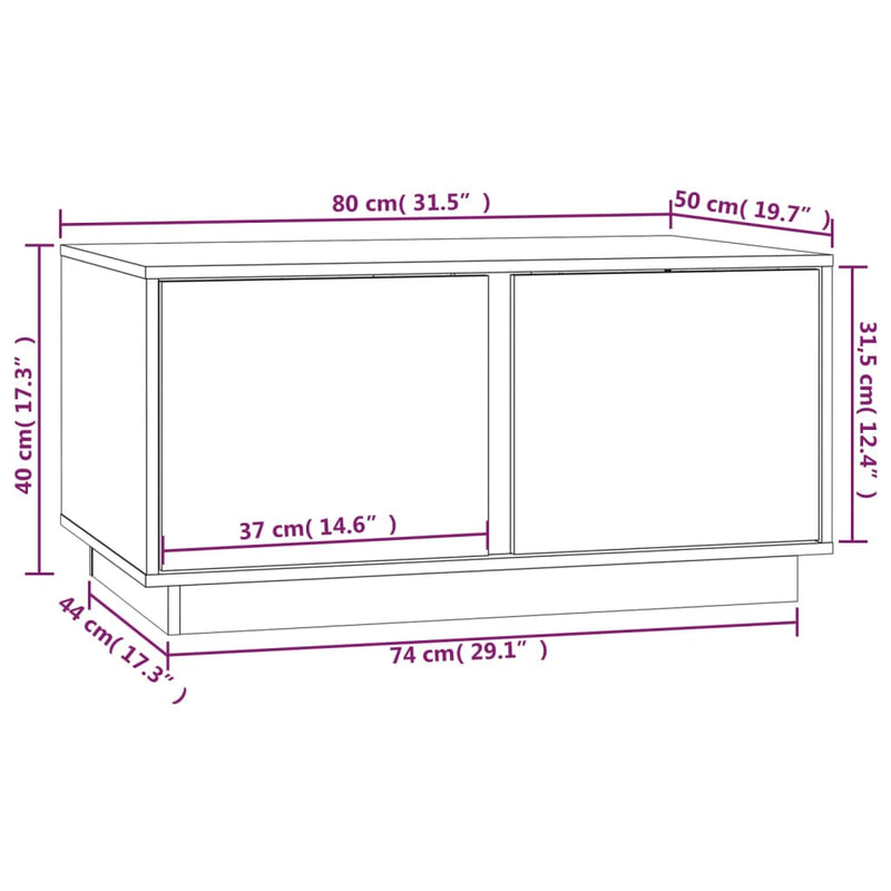 Couchtisch Grau 80x50x40 cm Massivholz Kiefer