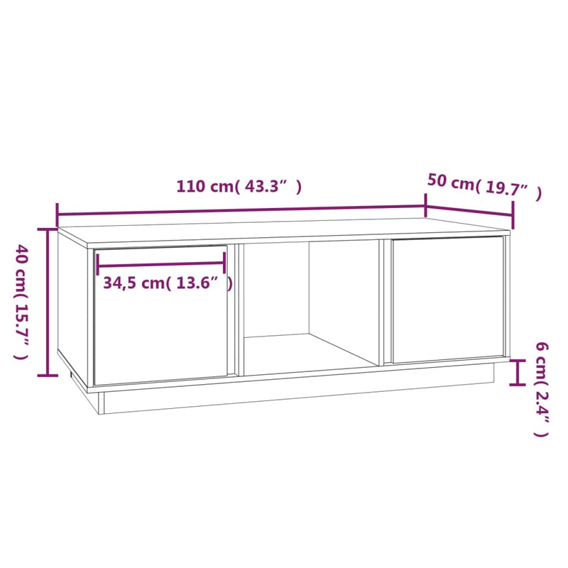 Couchtisch 110x50x40 cm Massivholz Kiefer