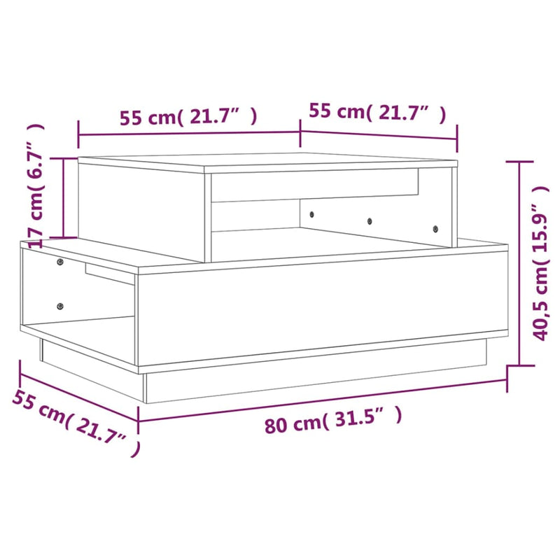 Couchtisch Weiß 80x55x40,5 cm Massivholz Kiefer