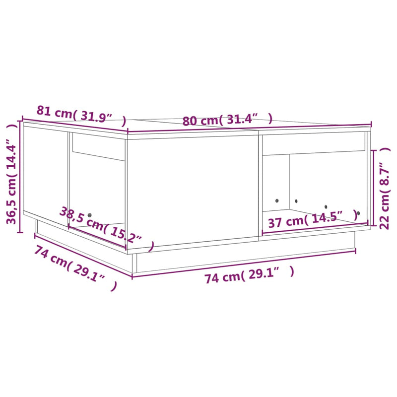 Couchtisch Honigbraun 80x81x36,5 cm Massivholz Kiefer