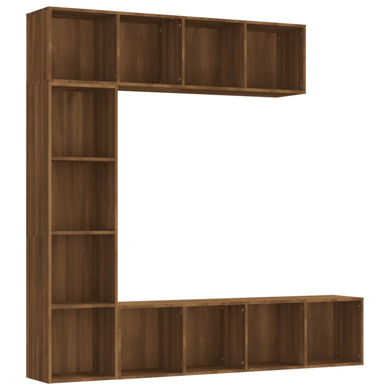 3-tlg. Bücherregal-/TV-Schrank-Set Braun Eichen-Optik