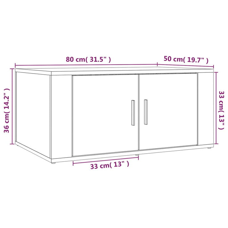 Couchtisch Weiß 80x50x36 cm Holzwerkstoff