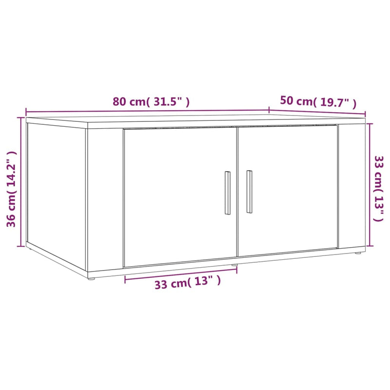 Couchtisch Hochglanz-Weiß 80x50x36 cm Holzwerkstoff