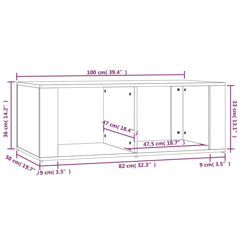 Couchtisch Grau Sonoma 100x50x36 cm Holzwerkstoff