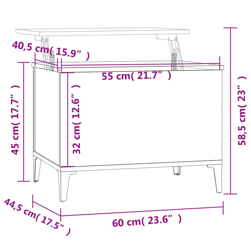 Couchtisch Weiß 60x44,5x45 cm Holzwerkstoff