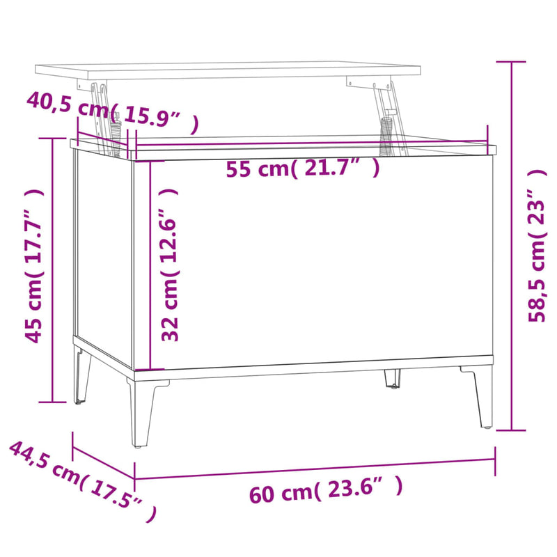 Couchtisch Hochglanz-Weiß 60x44,5x45 cm Holzwerkstoff