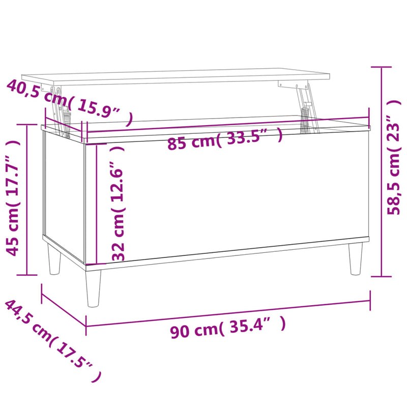 Couchtisch Schwarz 90x44,5x45 cm Holzwerkstoff