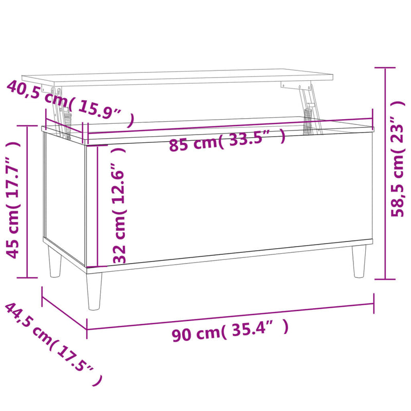 Couchtisch Hochglanz-Weiß 90x44,5x45 cm Holzwerkstoff