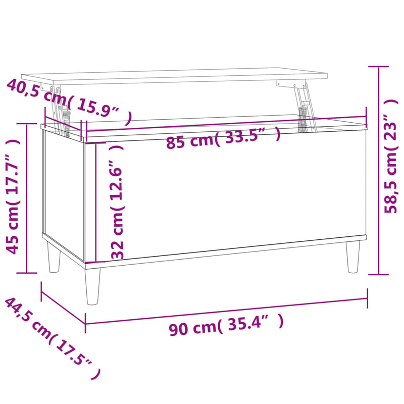 Couchtisch Betongrau 90x44,5x45 cm Holzwerkstoff