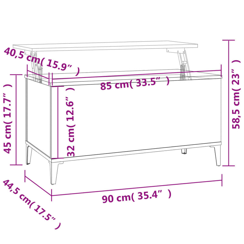 Couchtisch Sonoma-Eiche 90x44,5x45 cm Holzwerkstoff