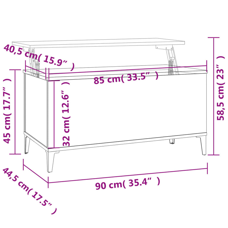 Couchtisch Betongrau 90x44,5x45 cm Holzwerkstoff