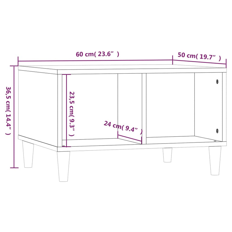 Couchtisch Hochglanz-Weiß 60x50x36,5 cm Holzwerkstoff