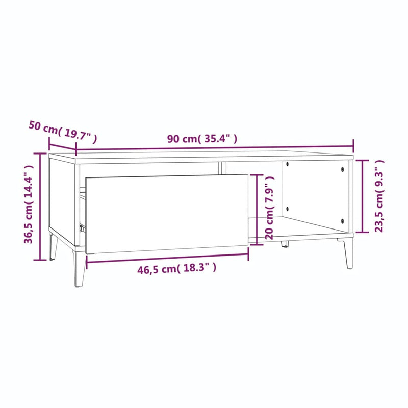 Couchtisch Grau Sonoma 90x50x36,5 cm Holzwerkstoff