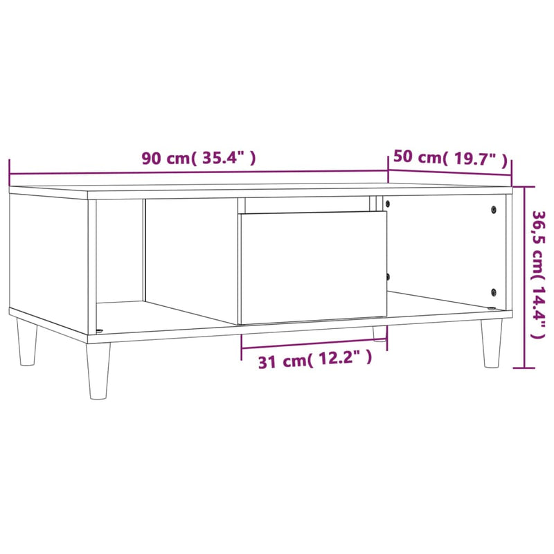 Couchtisch Grau Sonoma 90x50x36,5 cm Holzwerkstoff