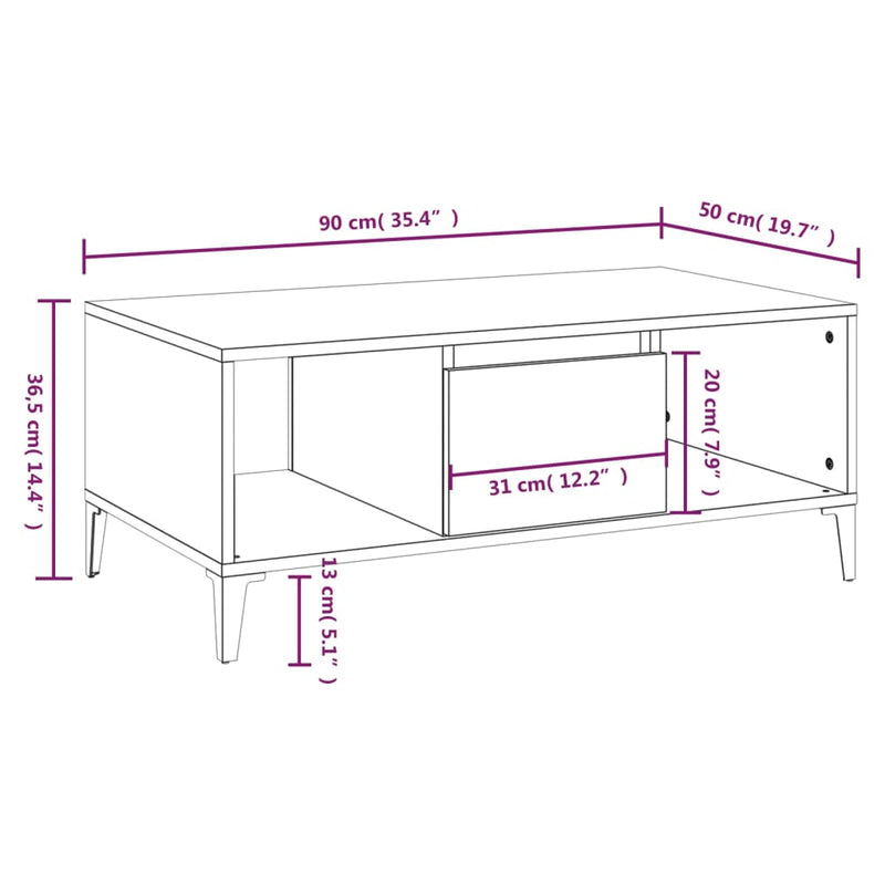 Couchtisch Betongrau 90x50x36,5 cm Holzwerkstoff