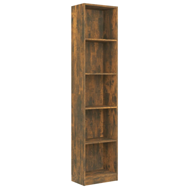 Bücherregal 5 Fächer Räuchereiche 40x24x175 cm Holzwerkstoff