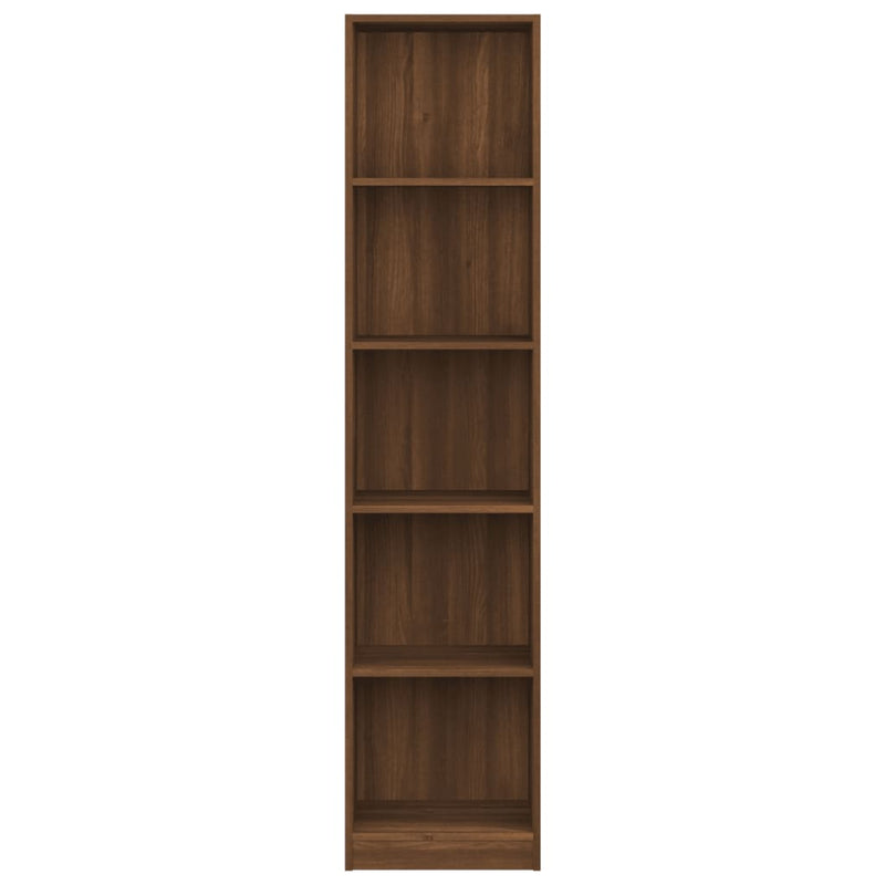 Bücherregal 5 Fächer Braun Eiche 40x24x175 cm Holzwerkstoff