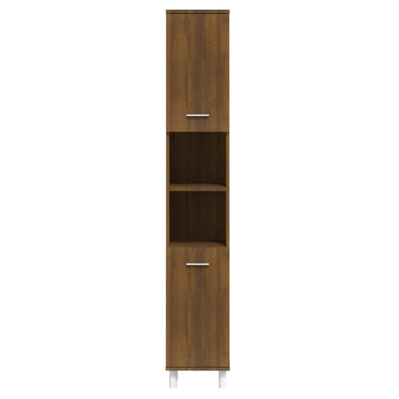 Badschrank Braun Eichen-Optik 30x30x179 cm Holzwerkstoff