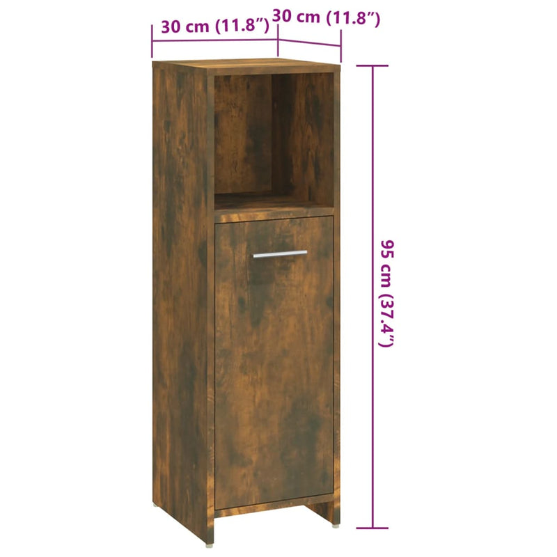 Badschrank Räuchereiche 30x30x95 cm Holzwerkstoff