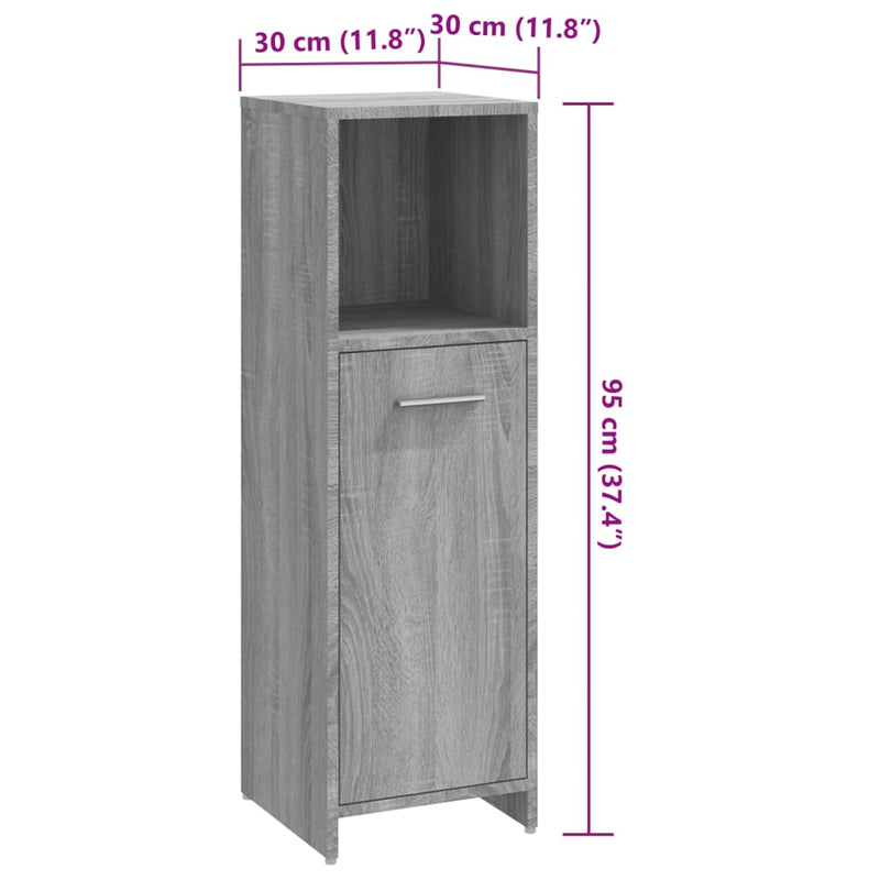 Badschrank Grau Sonoma 30x30x95 cm Holzwerkstoff