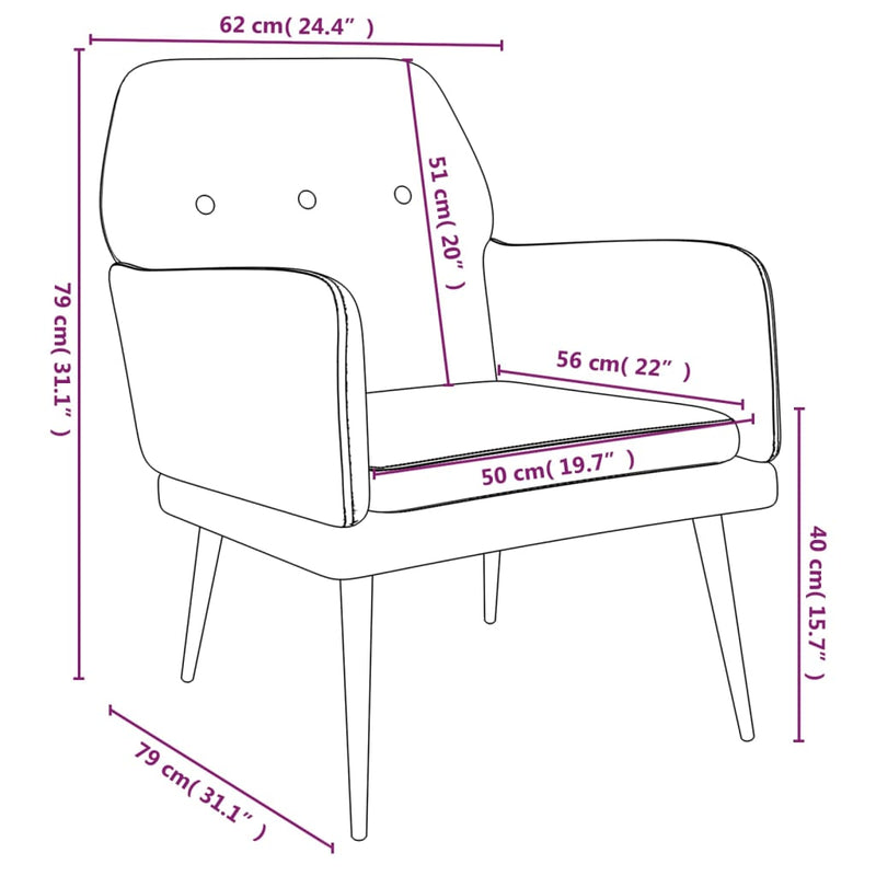 Sessel Dunkelgrau 62x79x79 cm Samt