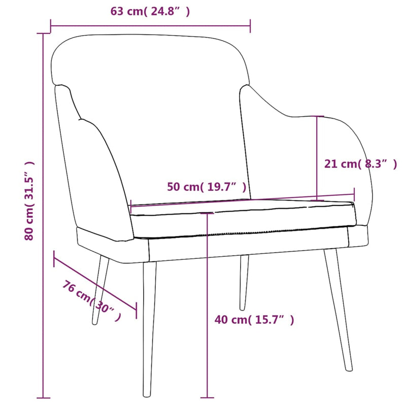 Sessel Schwarz 63x76x80 cm Samt