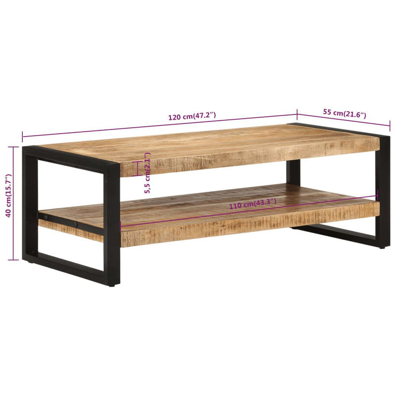 Couchtisch 120x55x40 cm Massivholz Mango