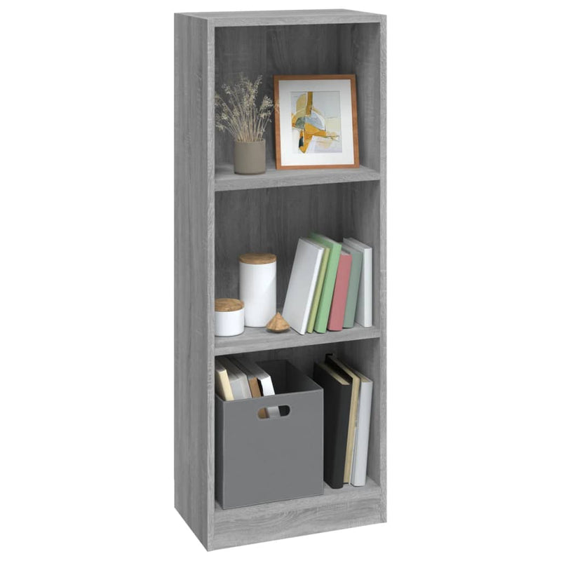 Bücherregal 3 Fächer Grau Sonoma 40x24x109 cm Holzwerkstoff