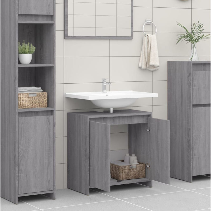 Badschrank Grau Sonoma 60x33x61 cm Holzwerkstoff