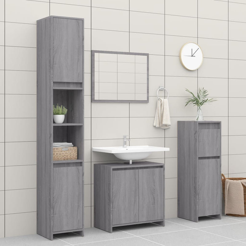 Badschrank Grau Sonoma 60x33x61 cm Holzwerkstoff