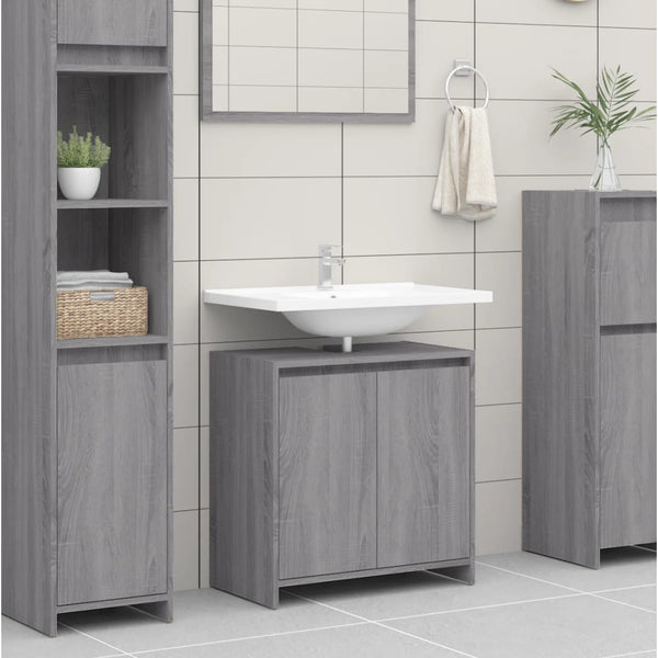 Badschrank Grau Sonoma 60x33x61 cm Holzwerkstoff