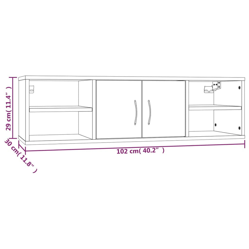 Wandregal Braun Eichen-Optik 102x30x29 cm Holzwerkstoff