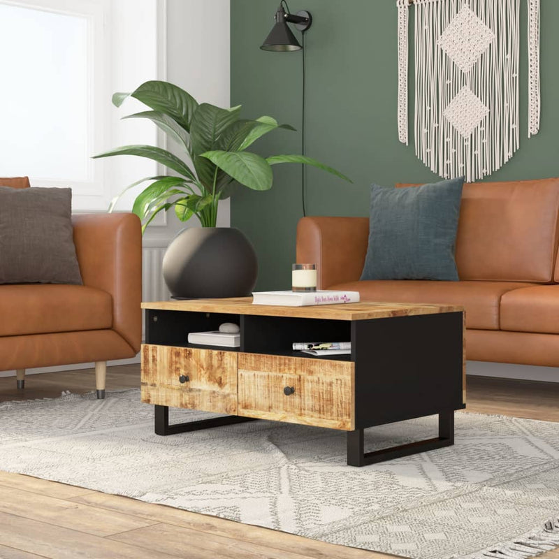 Couchtisch 80x54x40 cm Massivholz Mango & Holzwerkstoff