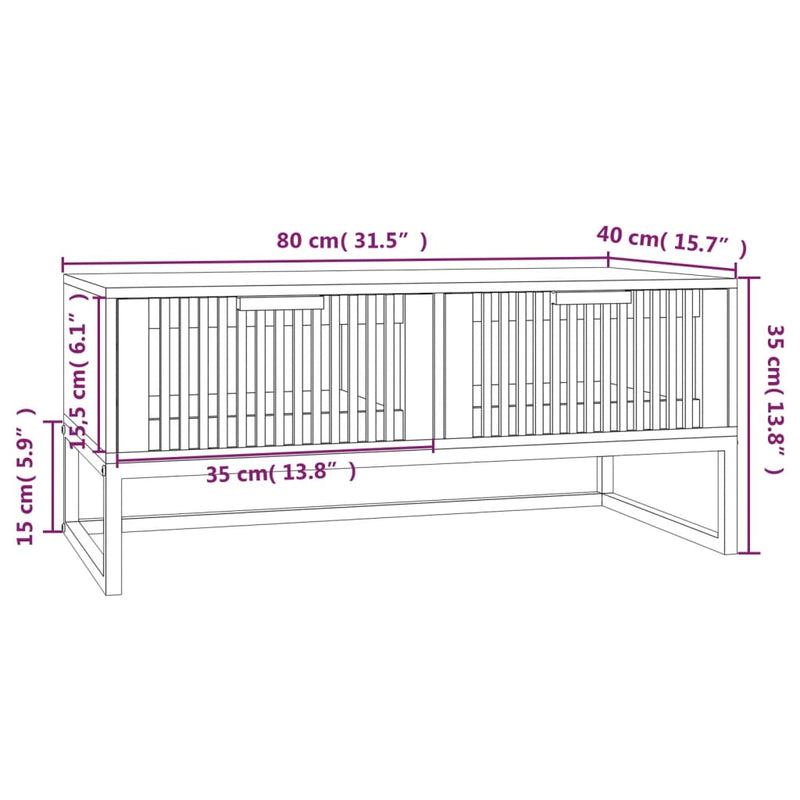 Couchtisch 80x40x35 cm Holzwerkstoff und Eisen